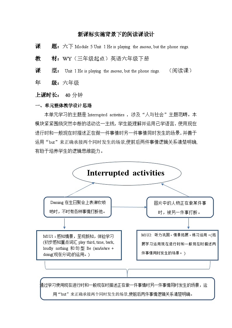 外研版六下 Module 5 单元教学设计第1页