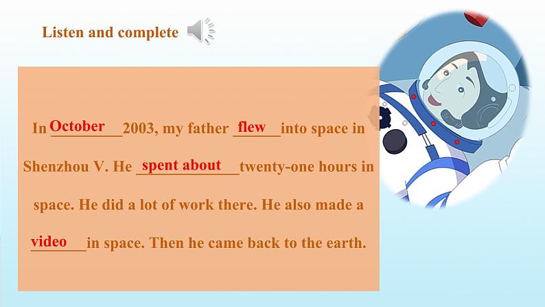 外研版六下 Module 7 Unit 1 He spent about twenty-one hours in space. 课件28张第5页