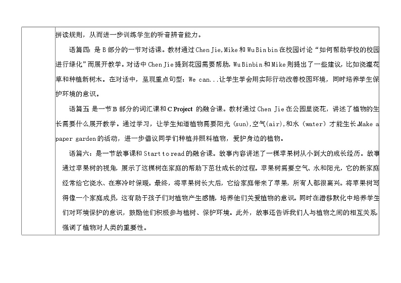 人教pep版英语三年级上册Unit4 Plants around us Part A Letters and sounds课件+单元整体设计+素材03