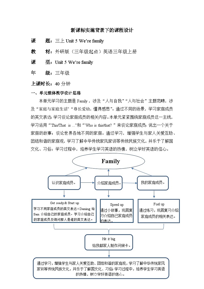 外研版三上 Unit 5 Period 2单元教学设计第1页