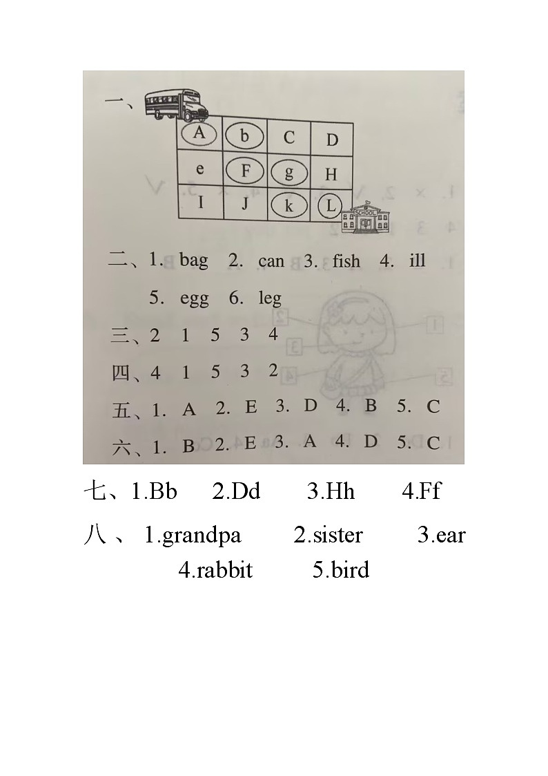 2024-2025学年三年级上册英语期中质量监测（答案）第1页