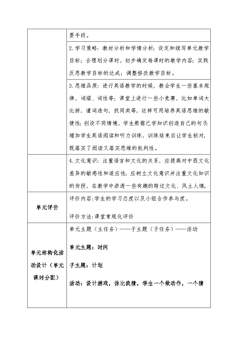 第五单元《  When is the tiger show》大单元教案-2022-2023学年四年级英语下册（重大版）第3页