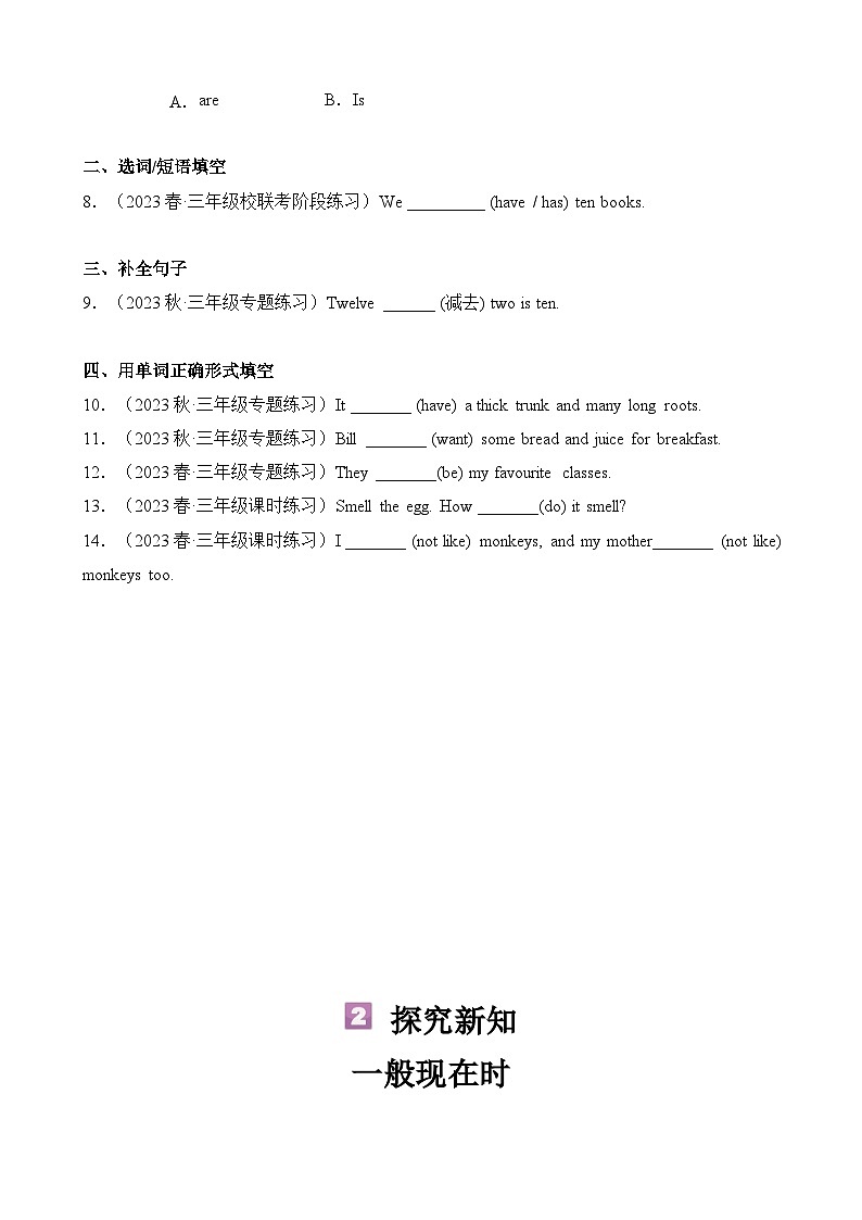 暑假讲义2023年小学英语三升四专项复习- 第13讲- 一般现在时专项 人教PEP版（学生版）第2页