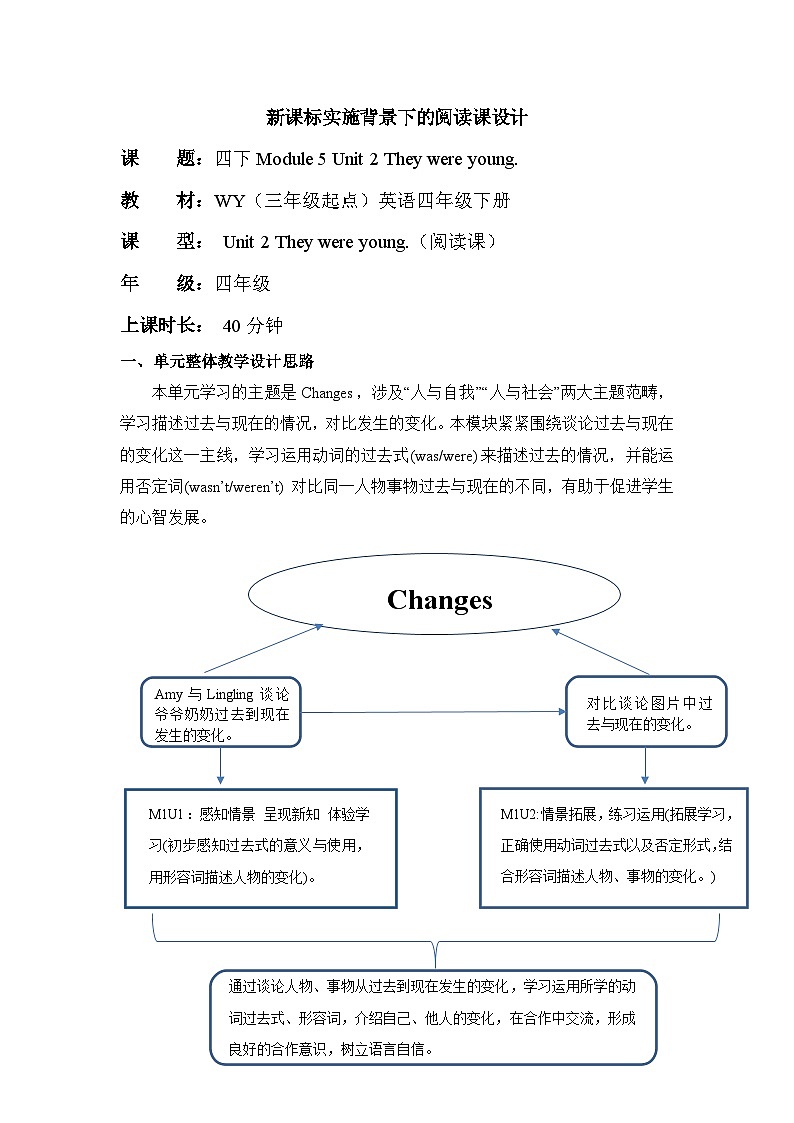 外研版（三起）英语四下 Module 5 Unit 2《They were young》单元教案第1页
