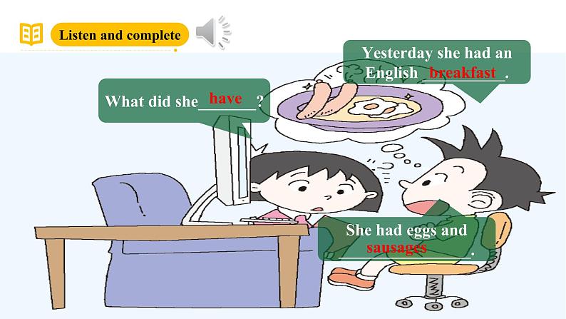 外研版（三起）英语五下 Module 3 Unit 1《She had eggs and sausages》课件45张第6页