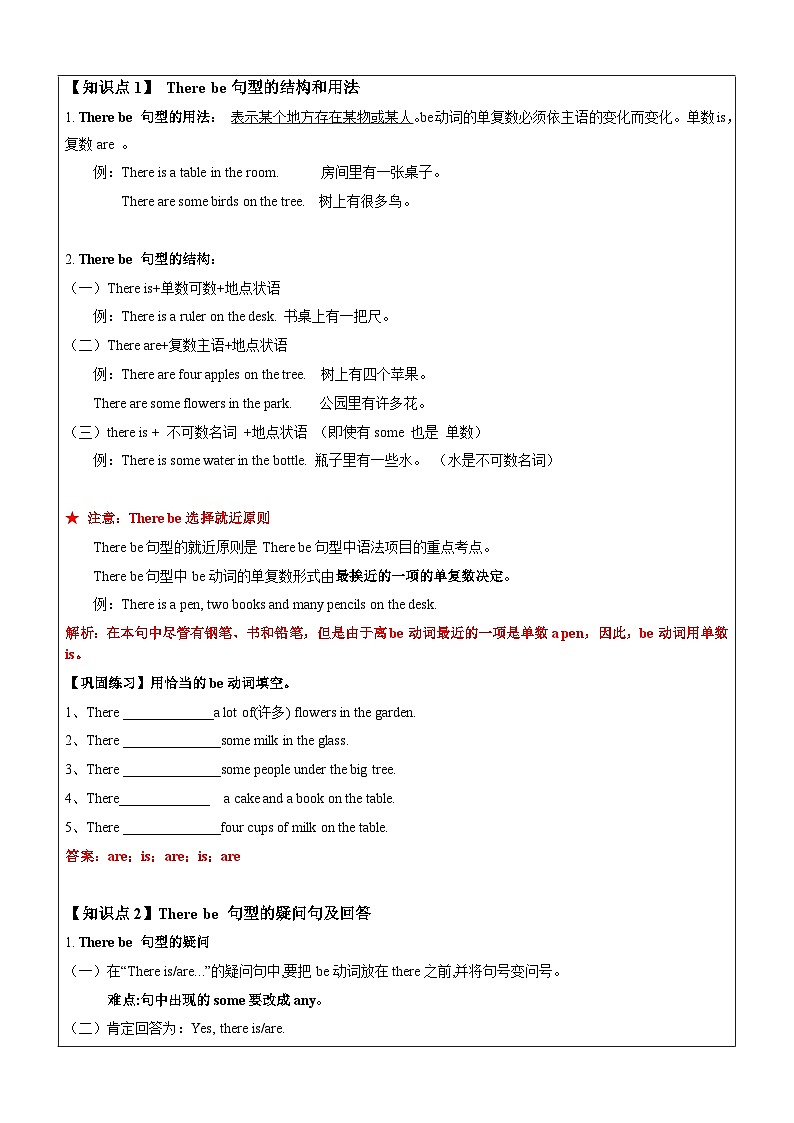 暑假讲义2023年小学英语四升五专项复习-第8讲-There be句型专项 人教PEP版（教师版）第3页