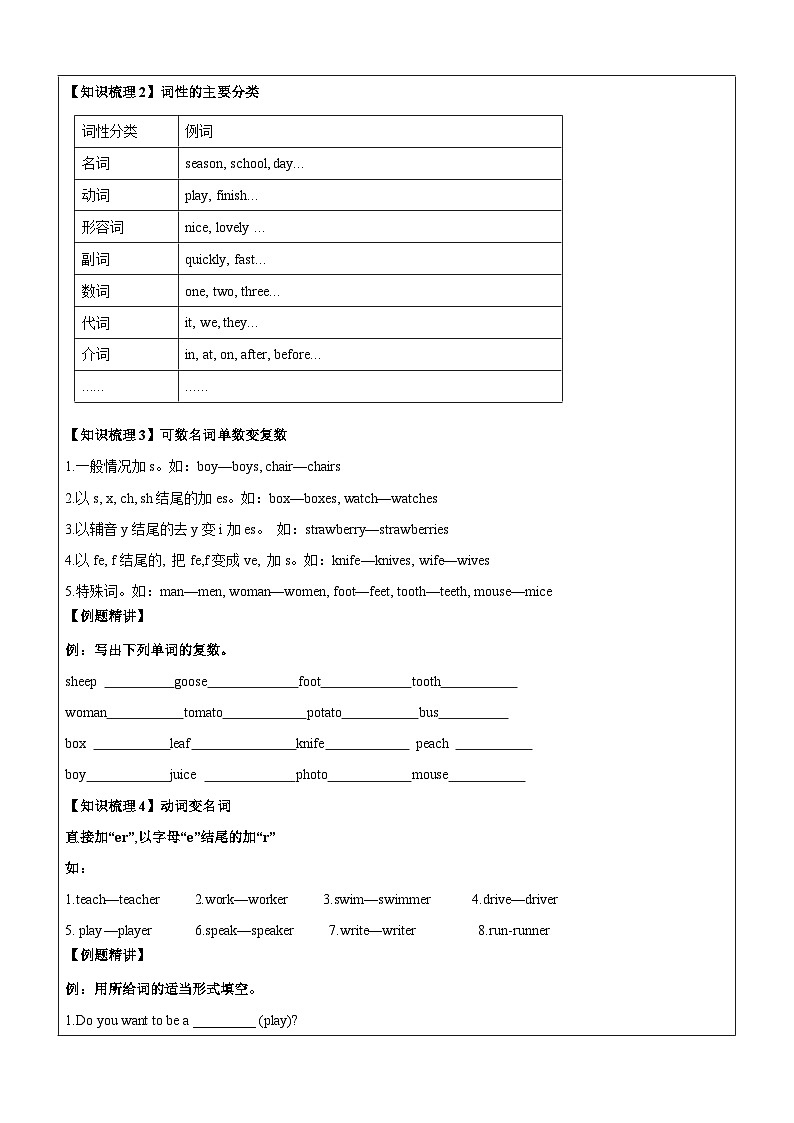 暑假讲义2023年小学英语五升六专项复习-第4讲-词汇专项 人教PEP版（教师版）第3页