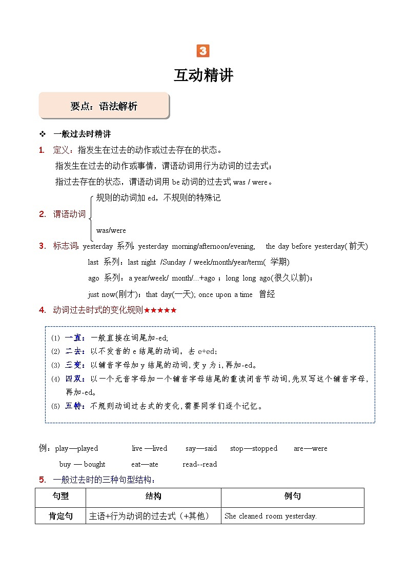 暑假讲义2023年小学英语小升初专项复习-第11讲-一般过去时专项 人教PEP版（教师版）第3页