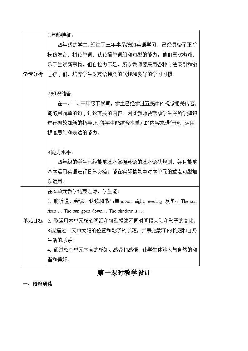 沪教牛津版(六三制一起)四下 Module 1 Unit 3《Look and see》Period 1 单元教案第3页