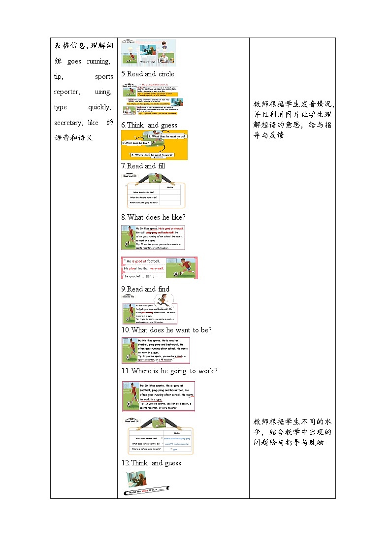 人教版PEP小学英语六年级上册Unit5 Read and write 教案第3页