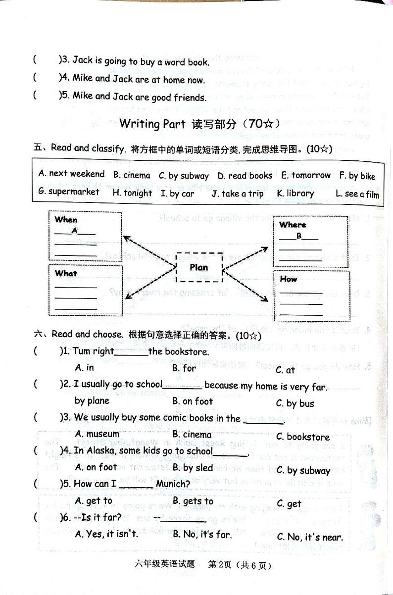 山东省临沂市临沭县2024-2025学年六年级上学期11月期中英语试题第2页