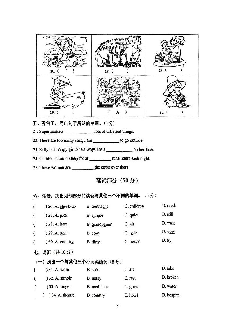 广东省广州市增城区2024-2025学年六年级上学期期中英语试题第2页