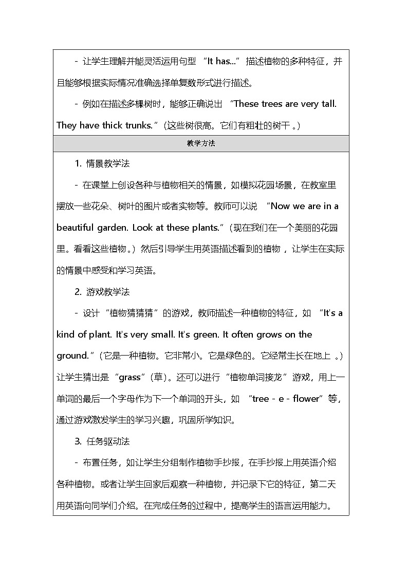 Unit 4 Plants around us（教学设计） 人教PEP版（2024）英语三年级上册第3页