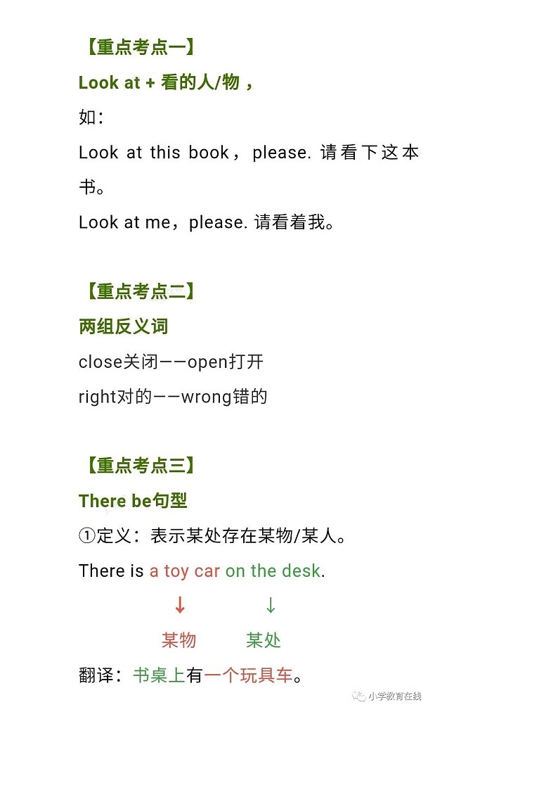 教科版小学英语三起四上Unit 2知识点第1页