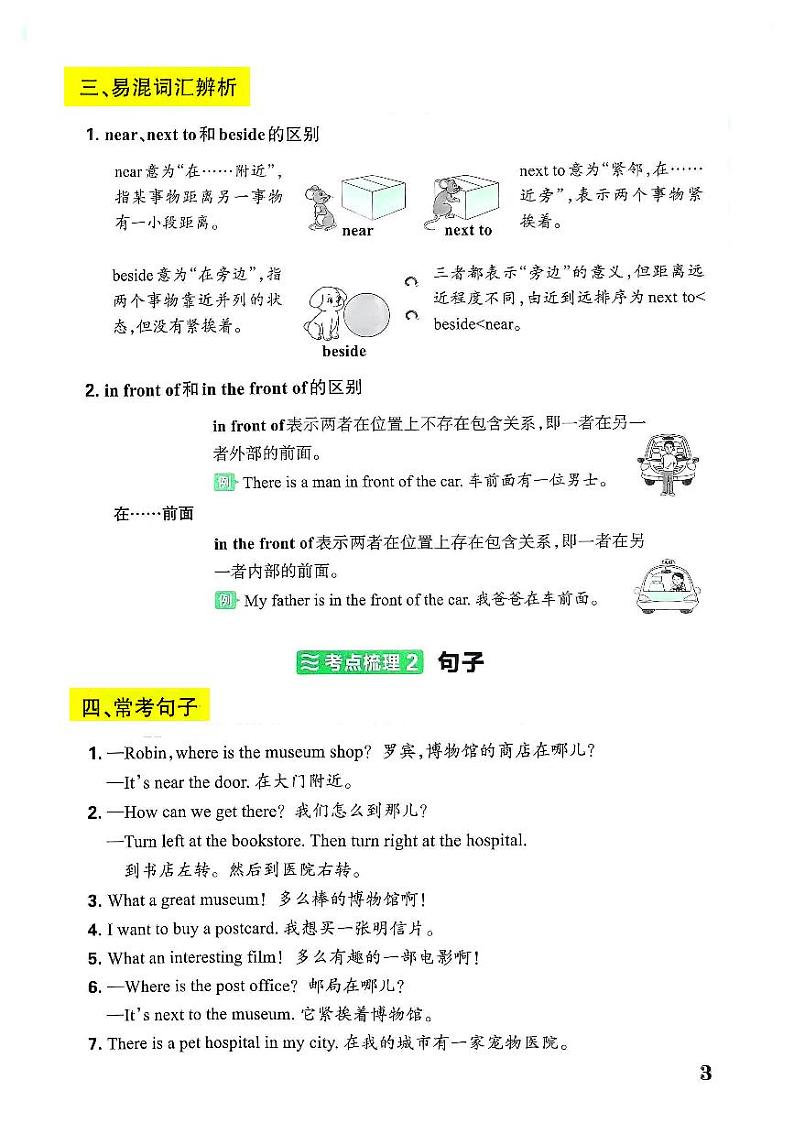 人教PEP六年级英语上册期末复习Unit1考点梳理学案第2页