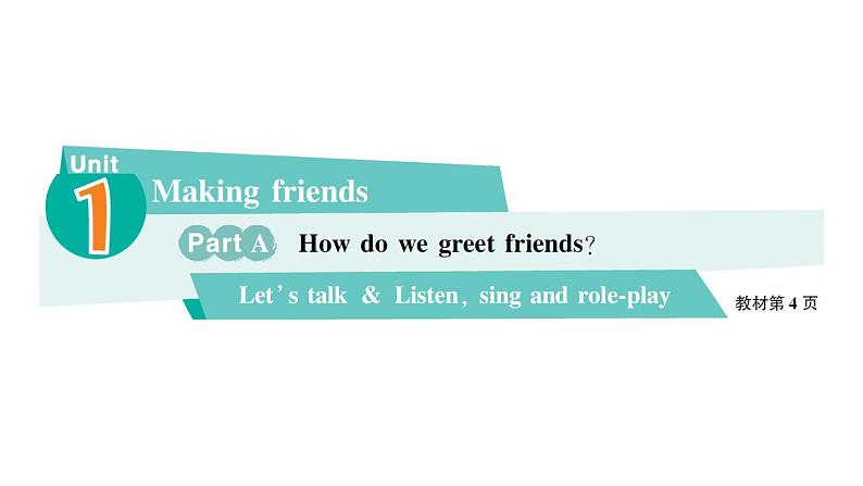 小学英语新人教版PEP三年级上册Unit 1Part ALet's talk & Listen, sing and role-play作业课件2024秋第1页