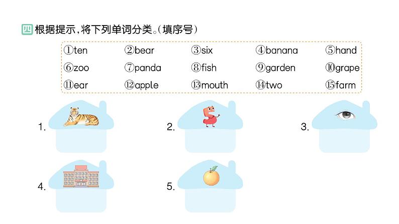 小学英语新人教版PEP三年级上册期末词汇作业课件2024秋第5页