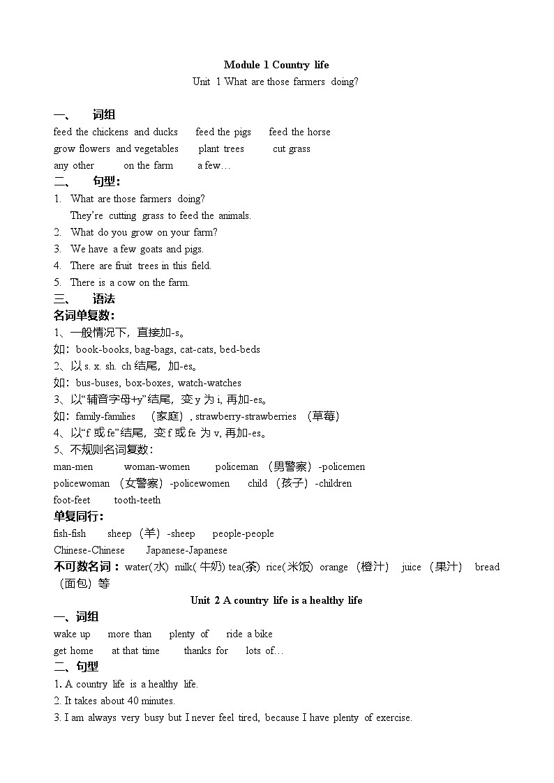 广州科教版小学英语6上 （词组、句型、语法、书面表达）知识归纳1第1页