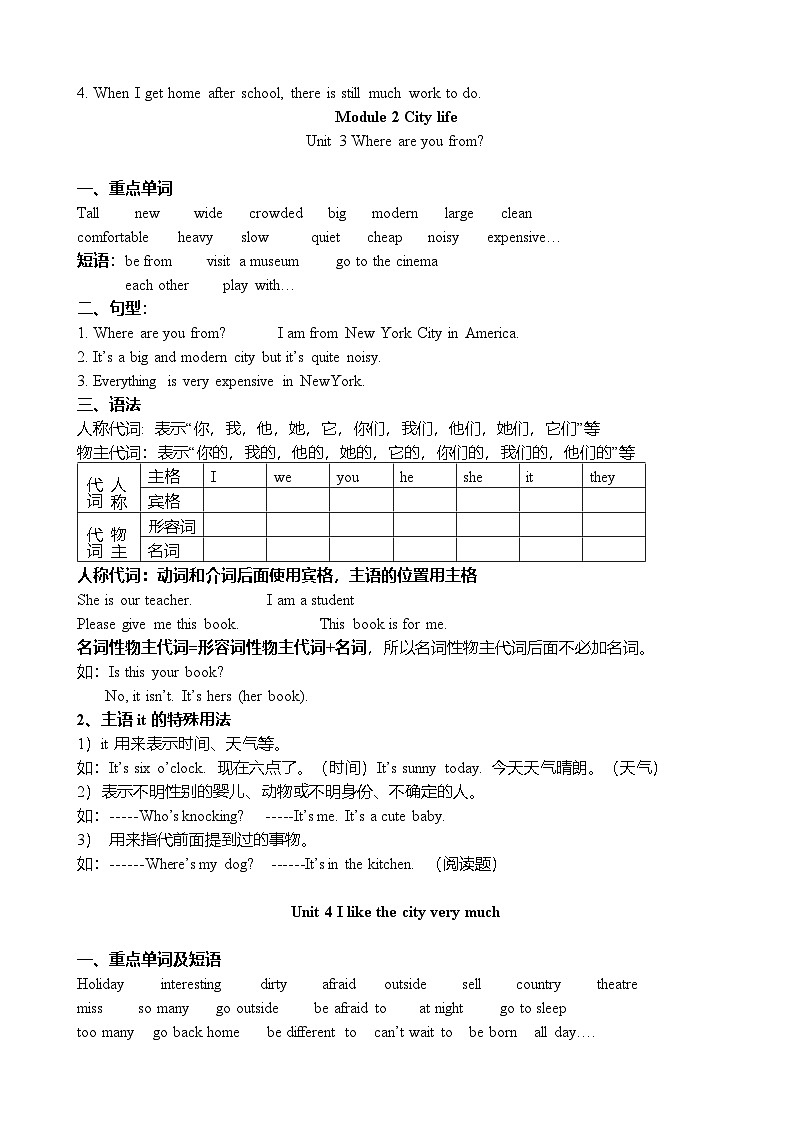 广州科教版小学英语6上 （词组、句型、语法、书面表达）知识归纳1第2页