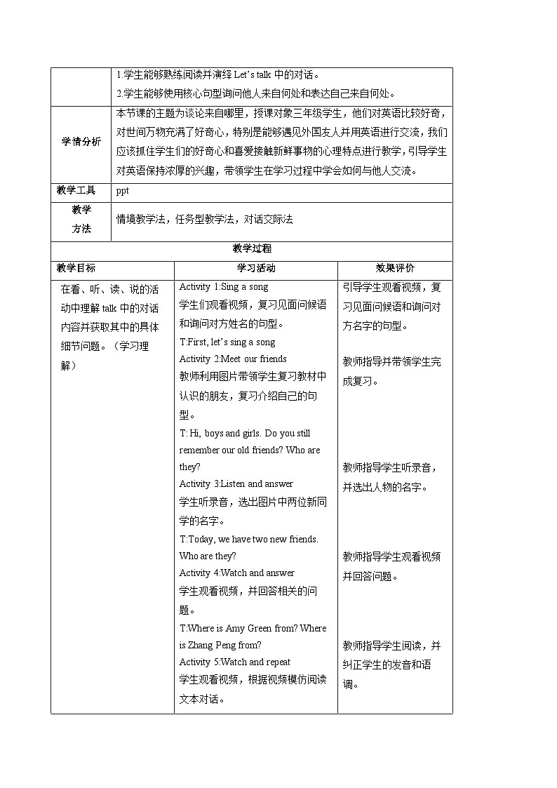 人教版2024三年级下册Unit 1 第1课时（教学设计）Part A Let's talk&Do a survey第2页