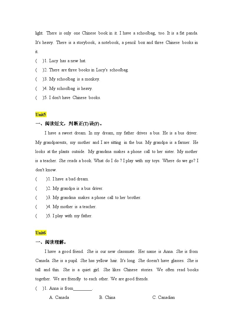 【寒假衔接讲义】人教PEP（2024） 小学英语 四年级上册 知识讲义  专题05 阅读（教师版）第3页