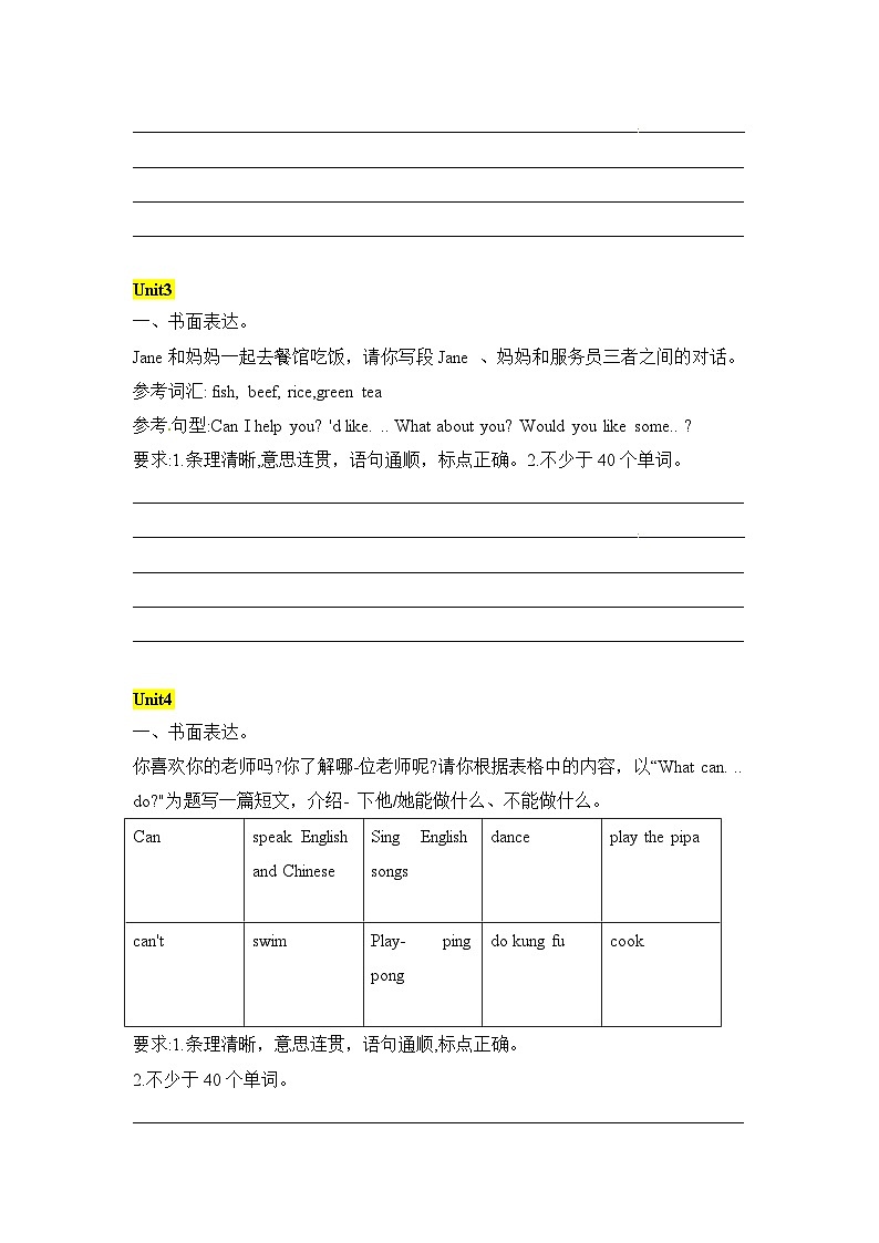 【寒假衔接讲义】人教版PEP（2024） 小学英语 五年级上册 知识复习讲义  专题06 作文（教师版）第2页