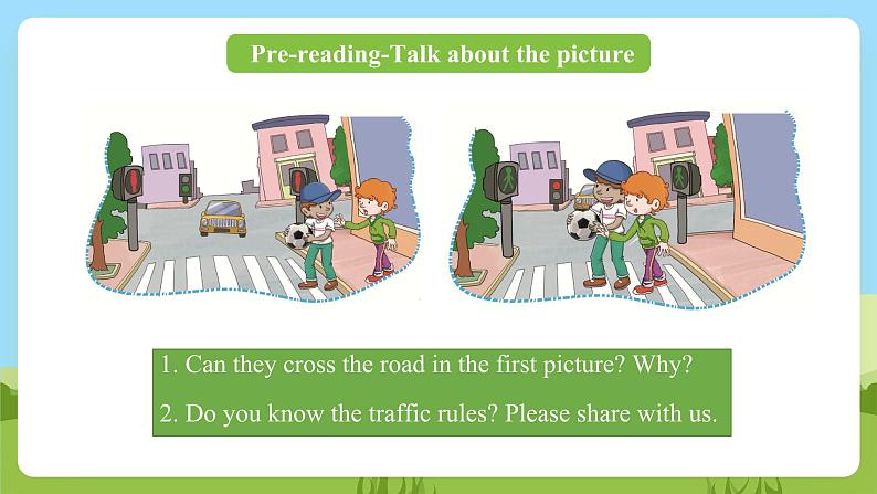 科普版英语四下Unit2 Lesson 2《We mustn't cross the street now》第三课时 课件第5页