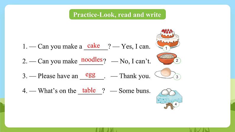 科普版英语三下Unit7 Lesson 7《 Can you make cakes》第二课时 课件第7页