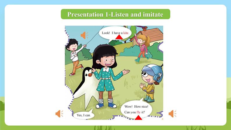 科普版英语三下Unit9 Lesson 9《 I have a kite 》第一课时 课件第7页