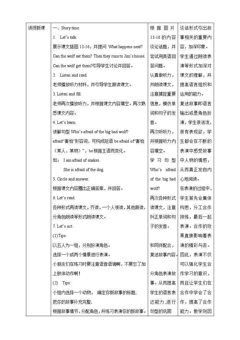 沪教牛津版（六三制一起）英语三下 Unit 12《Three little pigs》The union of little pigs & Act out the story 教案第2页