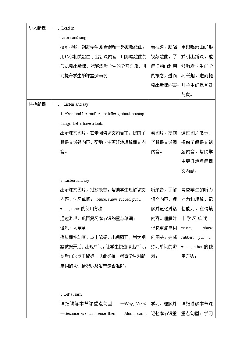 沪教牛津版（六三制一起）英语六下 Unit 9《Reusing things》Listen and say Listen and enjoy 教案第2页