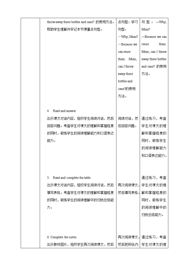 沪教牛津版（六三制一起）英语六下 Unit 9《Reusing things》Listen and say Listen and enjoy 教案第3页