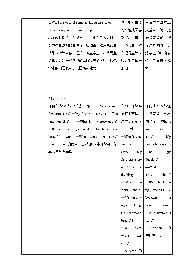 沪教牛津版（六三制一起）英语六下 Unit 10《Great storybooks》Look and learn Do a survey 教案第3页