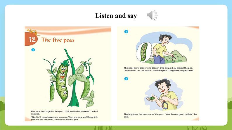 沪教牛津版（六三制一起）英语六下  Unit 12《The five peas》Key words, phrases and sentences 课件第6页