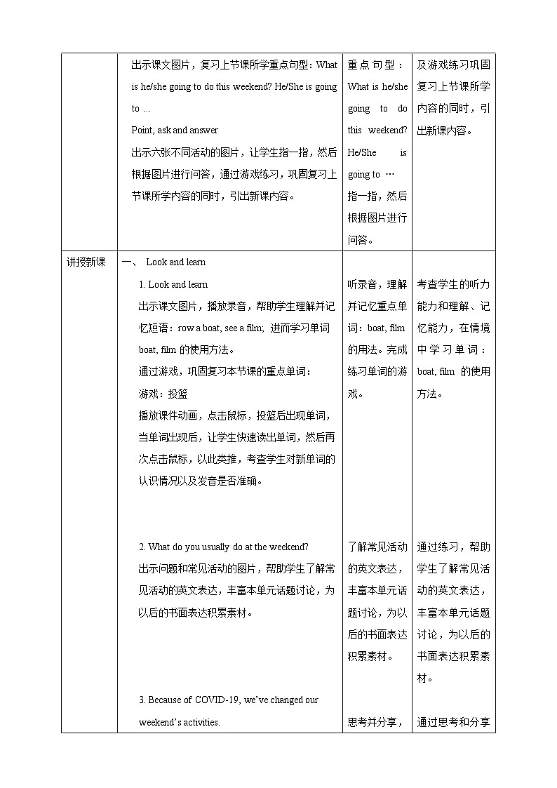 沪教牛津版（六三制一起）英语五下 Unit 5《At the weekend》Look and learn Think and write 教案第2页