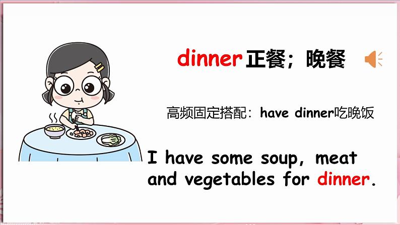 Unit 2  Good food，good health Lesson 4 Three meals a day（课件）-2024-2025学年冀教版（三起）（2024）英语三年级下册第6页