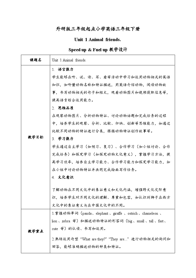 Unit1 第2课时Speed up & Fuel up(教学设计)第1页