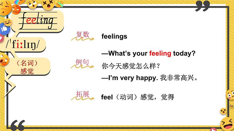 Join in 外研剑桥英语（2024）三年级下册--Unit 1 All about feelings 单词讲解（课件）第2页