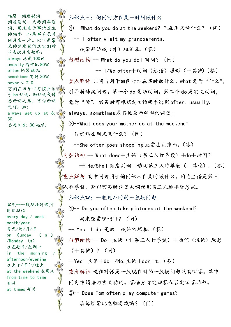鲁科版（五四制）小学英语四年级下册Unit 4 Weekend 知识清单+单元测试（含答案，无听力原文，无音频）第2页
