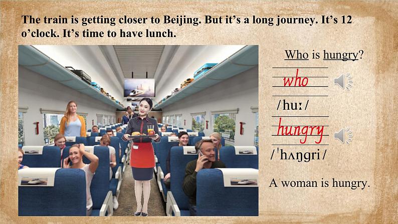 Unit 1 Going to Beijing Lesson 4 Who Is Hungry（课件）冀教版（三起）英语五年级下册第6页