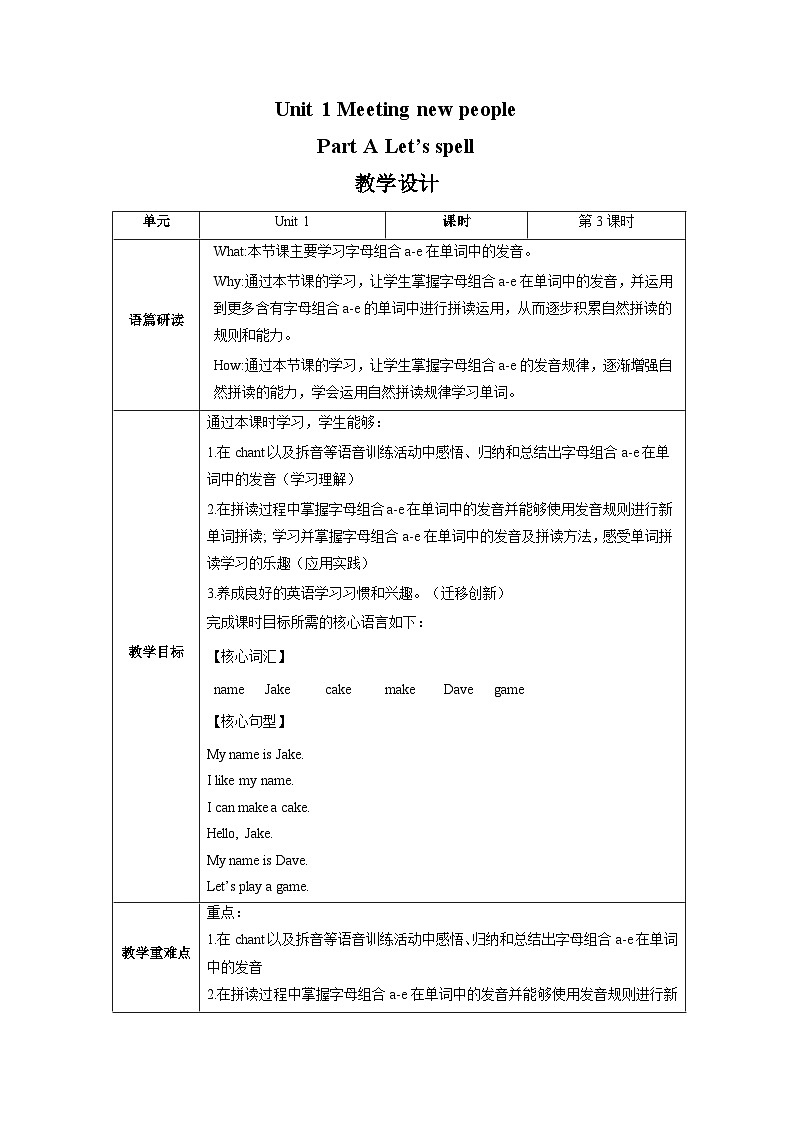 Part A Let’s spell教学设计第1页