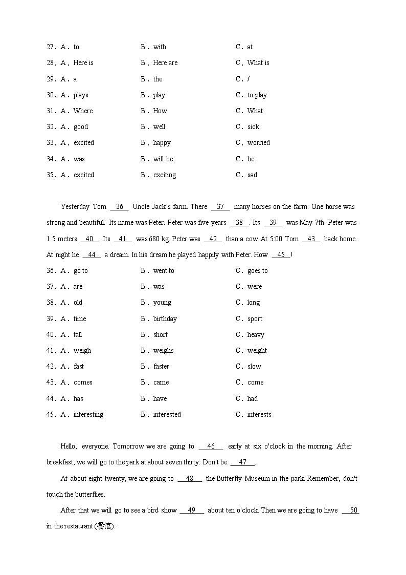 专题04 完形填空--北师大版（三起）英语六年级下册期末备考真题演练（含答案解析）第3页