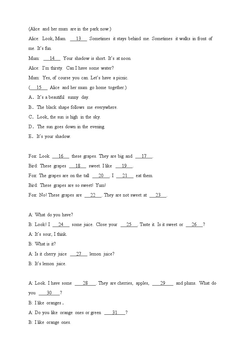 专题04 补全对话- 牛津上海版（试用本）四年级英语下册期末备考真题演练（含答案）第2页