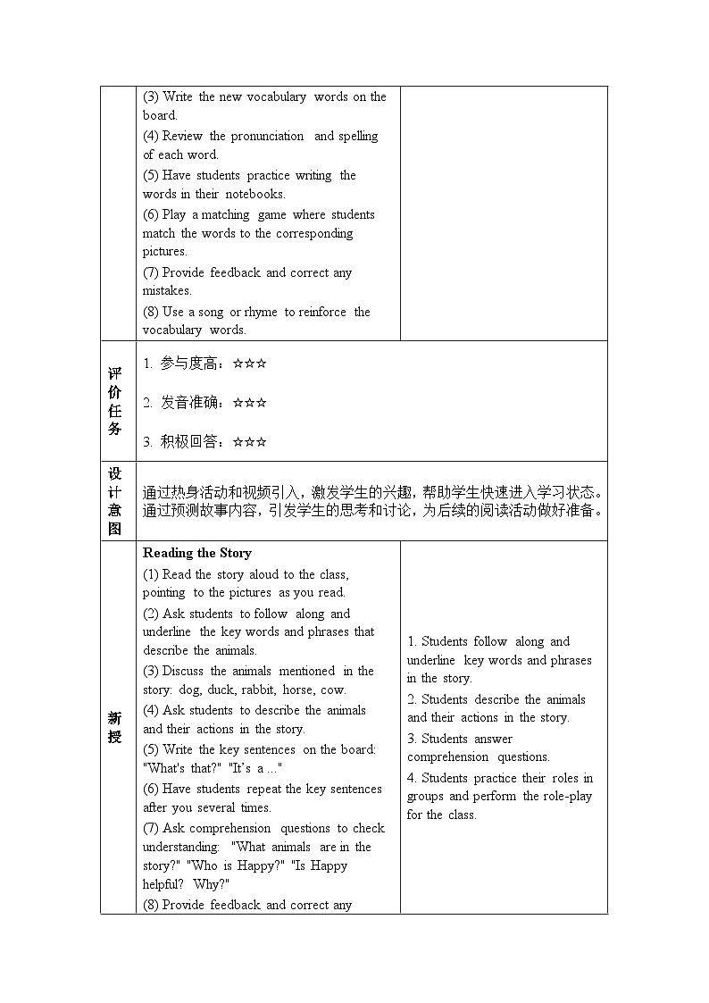 Unit 5 Animals Story Time（教学设计）-2024-2025学年人教精通版（2024）英语三年级下册第3页