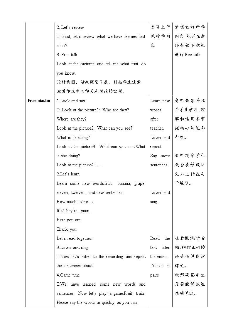 Unit 1 Food we like Lesson 2 How much 教案第2页