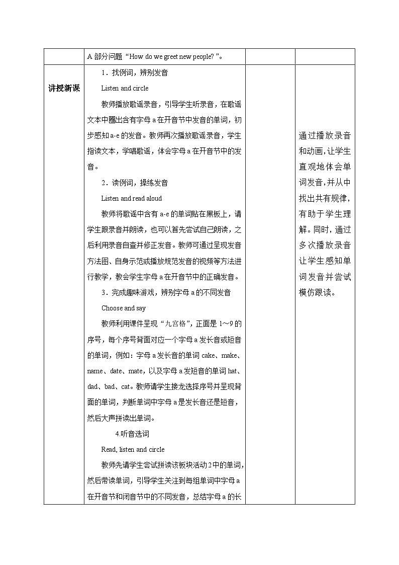新人教版PEP小学英语三年级下册U1 Meeting new people 第3课时 PA Let's spell教案(含教学反思）第2页
