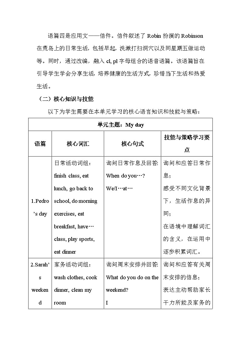 人教PEP版英语五年级下册全册教案（单元整体教学设计）第2页