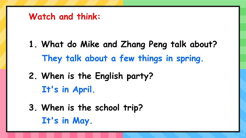 Unit 3 My school calendar Part A Let's try＆Let's talk（课件）人教PEP版英语五年级下册第6页