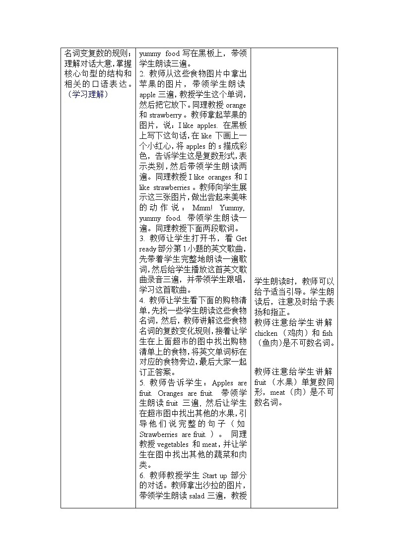 Unit 3 Yummy food Get ready&Start up（教学设计）-2024－2025学年外研版（三起2024）英语三年级下册第2页