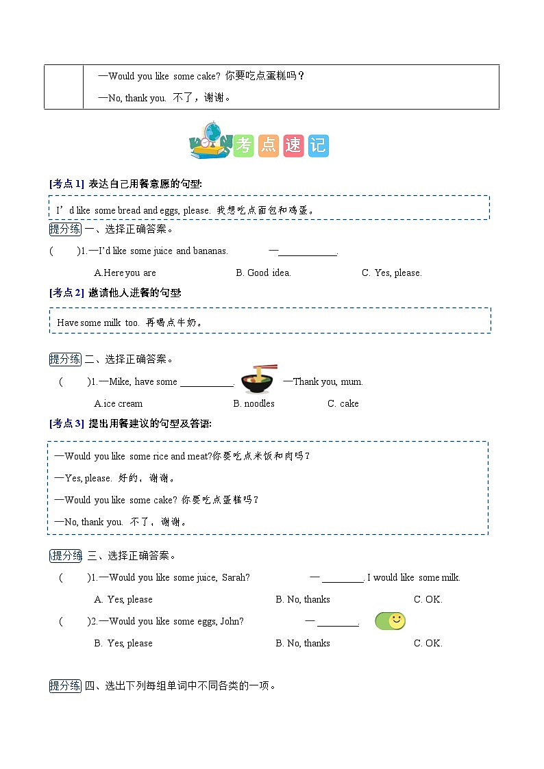 Unit 4（知识清单） -2024-2025学年英语三年级下册单元速记·巧练系列（人教PEP版·2025）第2页